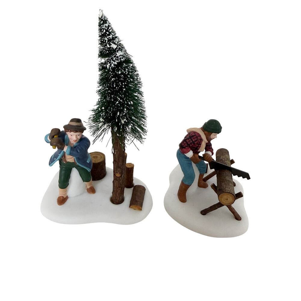 Department 56 Village Accessories Lumberjacks Tree Set of 2 People Christmas